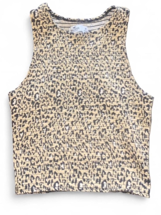 Hollister Tops - Hollister Leopard Ribbed Tank - Beige and Black